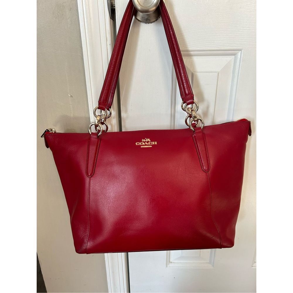 Coach red tote purse ava tote leather